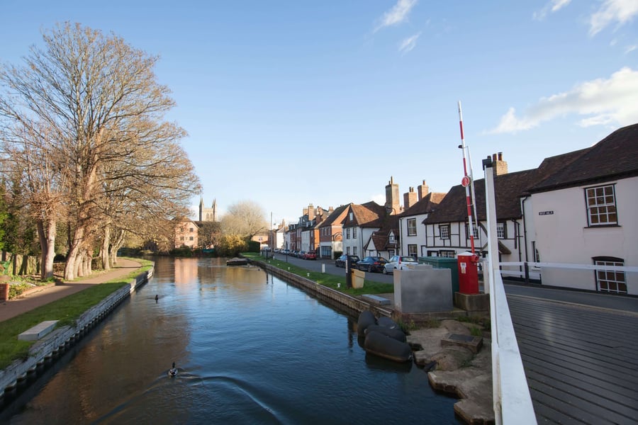 Canal and residential view of newbury
